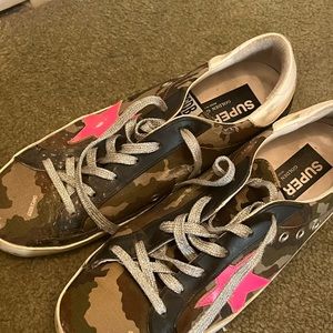 Golden Goose camo sneakers. Size 9. Lightly worn